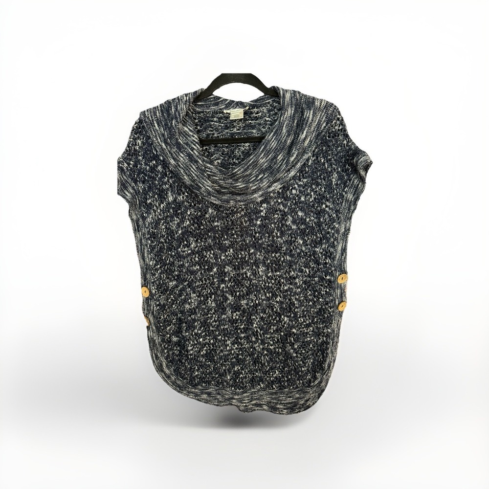 DressBarn Cowl Neck Marled Knit Sweater  Size 1X Modern Side Buttons